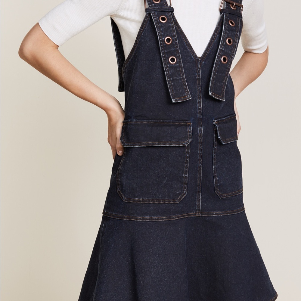 See by Chloe Dark Blue Denim Pinafore Dress Overall